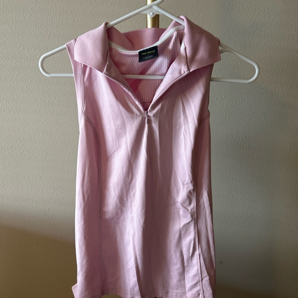 tek gear Pink Sleeveless Athletic Tank with Zip Collar